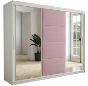 Tapi ormar 3 vrata/ogledalo 250x62x200 bela/roze