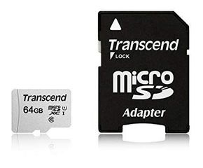 MICRO SD 64GB TRANSCEND + SD adapter TS64GUSD300S-A