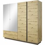 Ormar Arco 4 vrata/2x ogledalo + 2 fioke 220x54x202,4 artisan / siva