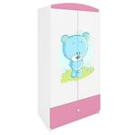 Babydreams ormar 2 vrata+1 fioka 90x57x187 cm beli/roze/print medveda 3