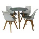 Ewelina set stol+4 stolice sivi/natur