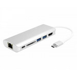 FAST ASIA Adapter-konvertor TIP C na HDMI+ 2xUSB 3.0+ SD+ TIP C+ RJ45