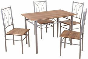 Lucia trpezarijski set sto + 4 stolice metalne / natur