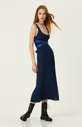 Blue Midi Knitwear Dress