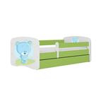 Babydreams krevet+podnica+dušek 90x164x61 cm beli/zeleni/print medveda 2