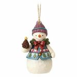 Mini Snowman W/Pinecones Hanging Ornament Figure