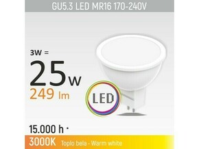 Mitea Lighting LED sijalica GU5.3 3W MR16M1 3000K 170-240V