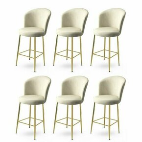 HANAH HOME Set 6 barskih stolica Fora Cream Gold