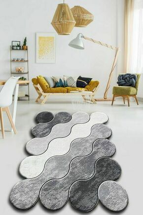 Conceptum Hypnose Circle - Grey Dark GreyGreyWhite Carpet (120 x 180)