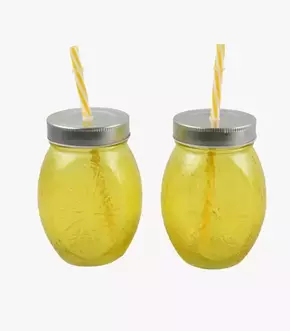 Čaša sa slamčicom - dve u setu - žuta
