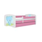 Babydreams krevet+podnica+dušek 90x164x61 cm beli/roze/print medveda 2