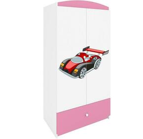 Babydreams ormar 2 vrata+1 fioka 90x57x187 cm beli/roze/print auto
