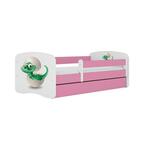 Babydreams krevet+podnica+dušek 80x144x61 cm beli/roze/print dinosaurus