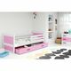 Drveni dečiji krevet Rico - belo - roze - 190x80cm