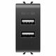 Gewiss Chorus, dual USB punjac, tip A+A, 5V 3A, 1M, crni