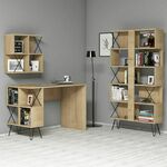 Extra 2 - Oak OakBlack Study Desk &amp; Bookshelf