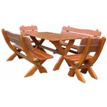 Drveni baštenski set B115 sto + 2 fotelje + 2 klupe boja tikovine