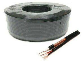 KABL COAX RG59 2X0 75 CCA PE 100M Outdoor Koaksialni kabl sa napojnim kablom 2x0 75mm black 100m