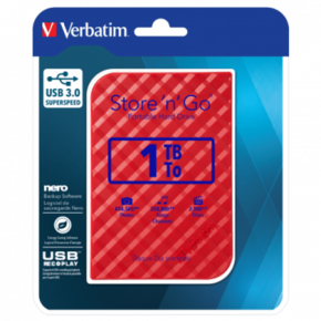 VERBATIM eksterni HDD 1TB Store 'n' Go (Crvena) - 53203