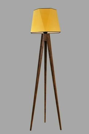 Tripod lambader ceviz altıgen hardal abajurlu Mustard Floor Lamp