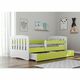 Drveni dečiji krevet Classic sa fiokom - zeleni - 180x80 cm
