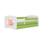Babydreams krevet+podnica+dušek 90x164x61 cm beli/zeleni/print medveda