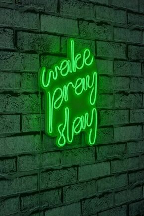 WALLXPERT Dekorativna rasveta Wake Pray Slay Green