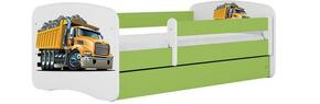 Babydreams krevet+podnica+dušek 90x184x61 cm beli/zeleni/print kamion
