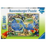 Ravensburger puzzle (slagalice) - Mapa sveta sa zivotinjama RA10540