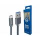 Xwave USB kabl TIP-C/USB 3.0(tip A-muški)-USB 3.1 (TIP C-muški)/dužina2m/3A/Aluminium/tamno sivi upleten