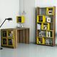 Box - Walnut, Yellow WalnutYellow Study Desk &amp; Bookshelf