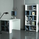 Box - White, Blue WhiteBlue Study Desk &amp; Bookshelf