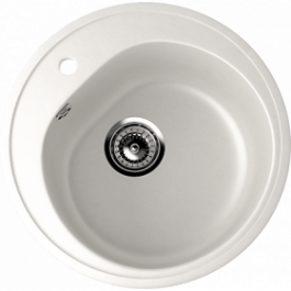 ULGRAN Granitna sudopera sa sifonom U-101 341 mlečno bela okrugla