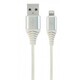 CC-USB2B-AMLM-1M-BW2 Gembird Premium cotton braided 8-pin charging and data cable, 1m, silver/white