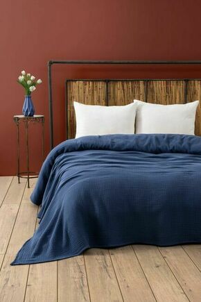 Muslin - Navy Blue (220 x 250) Navy Blue Double Bedspread