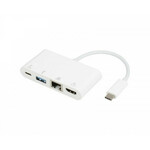 E-GREEN Adapter USB 3.1 tip C (M) - HDMI + USB3.0 + RJ45 + tip C (F) beli