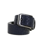 Factory Navy Blue Men's Leather Knitted Belt FRK 106