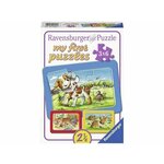 Ravensburger puzzle (slagalice) - Moje prve puzzle, 3 u 1, Pas, zec, mačka RA07062