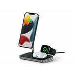 SATECHI Aluminium 3-in-1 Magnetic Wireless Charging Stand (iPhone 12/13, Apple Watch, AirPods Pro, USB-C cable included) - Black