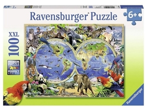Ravensburger puzzle (slagalice) - Mapa sveta sa zivotinjama RA10540