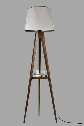 Sehbalı tripod lambader ceviz altıgen açık hasır gri abajurlu GreyBrown Floor Lamp