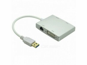 FAST ASIA Adapter-konvertor USB 3.0 na HDMI + VGA+DVI + RJ45