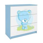 Babydreams komoda 3 fioke 81x41x80,5 cm bela/plava/print medveda 3