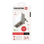 Swissten Punjač 2 x USB 3A + Micro USB kabl 1,2 m - Beli
