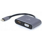 A-USB3C-HDMIVGA-01 Gembird USB Type-C to HDMI + VGA display adapter, sivi
