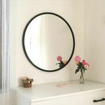 Siyah Metal Çerçeve Yuvarlak Ayna A710 Black Mirror