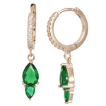 J&amp;B Jewellery 925 Srebrne Alke 0035 - Rose Gold CZ green
