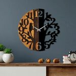 Wallity Wooden Clock - 71 WalnutBlack Decorative Wooden Wall Clock