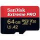 SanDisk SDXC 64GB Micro Extreme Pro 200MB/s A2 C10 V30 UHS-I US+Ad