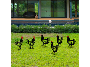 Aberto Design Dekorativni set metalnih dodataka za vrt Porodica kokoški 6